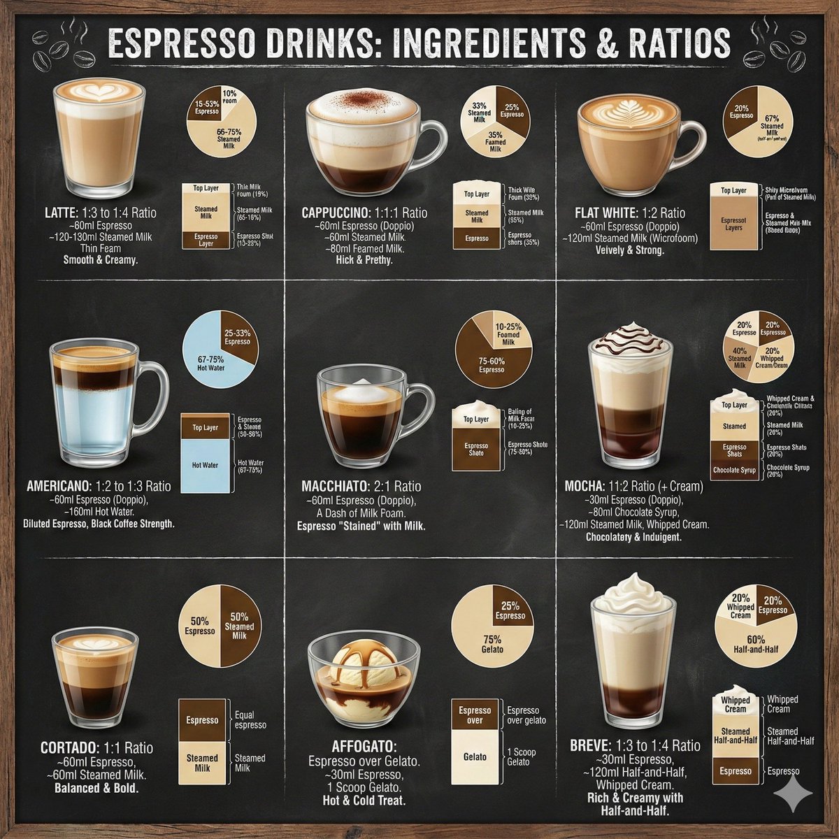 Coffee drinks infographic Prompt