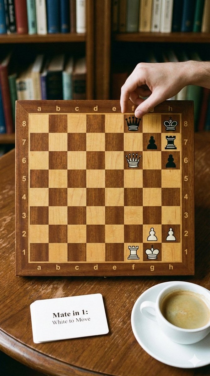 Phone-friendly mate-in-one chess puzzle image Prompt